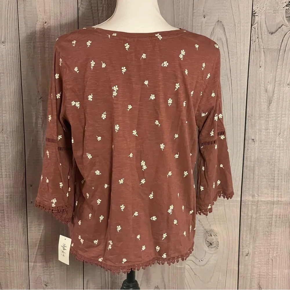 NWT Style & Co. Floral Lantern Sleeve Top, PL - Picture 3 of 10